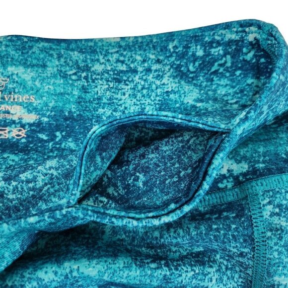 Vineyard Vines Leggings Womens Small Teal Blue Watercolor Athleisure Gym Stretch - Picture 6 of 11